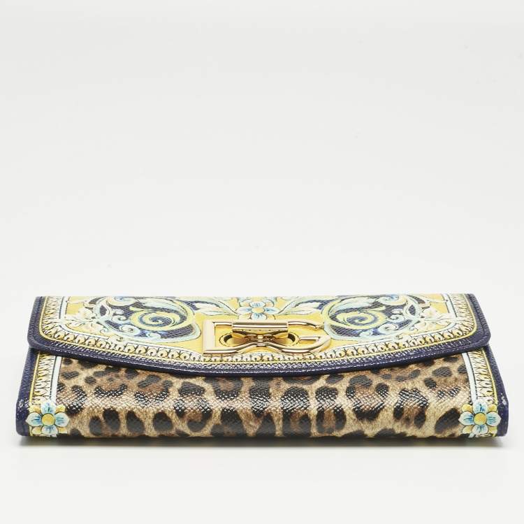 Pre Owned Dolce & Gabbana Multicolor Majolica Print Coated Canvas DG Continental Wallet