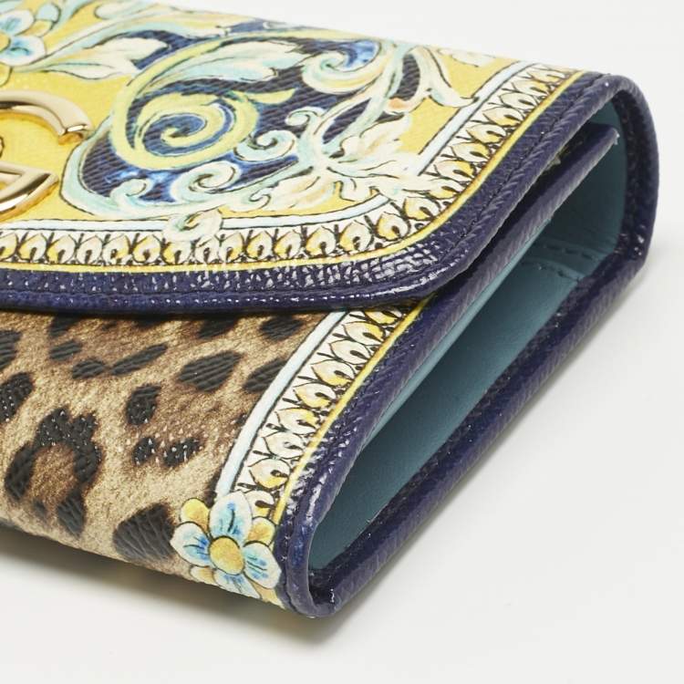 Pre Owned Dolce & Gabbana Multicolor Majolica Print Coated Canvas DG Continental Wallet