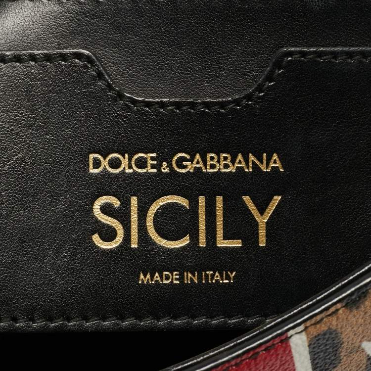 Pre Owned Dolce & Gabbana Multicolor Leopard Print & Graffiti Coated Canvas Medium Miss Sicily Top Handle Bag