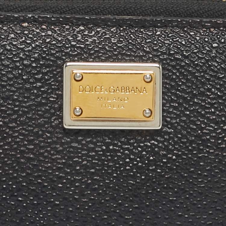 Pre Owned Dolce & Gabbana Black Leather Zip Around Wallet