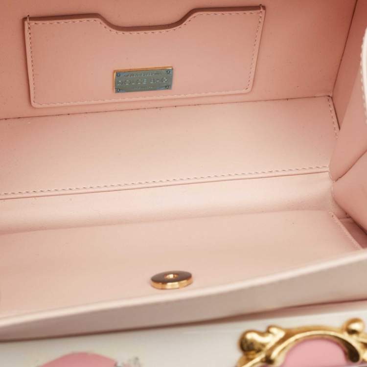 مملوكة مسبقًا Dolce & Gabbana Pink/Gold Roses Baroque Acrylic Dolce Box Top Handle Bag