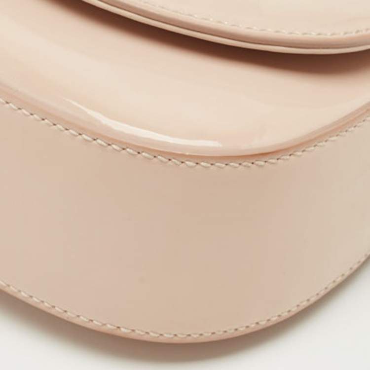 Pre Owned Dolce & Gabbana Beige Bambino Patent Leather Flap Crossbody Bag