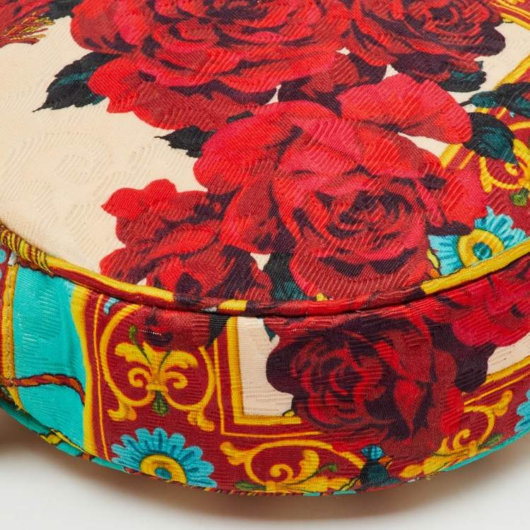 Pre Owned Dolce & Gabbana Multicolor Floral Print Fabric Miss Glam Round Shoulder Bag