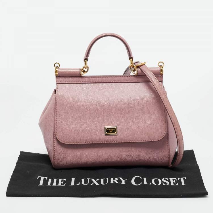 Pre Owned Dolce & Gabbana Lavender Leather Medium Miss Sicily Top Handle Bag