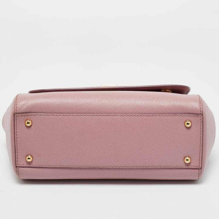 Pre Owned Dolce & Gabbana Lavender Leather Medium Miss Sicily Top Handle Bag