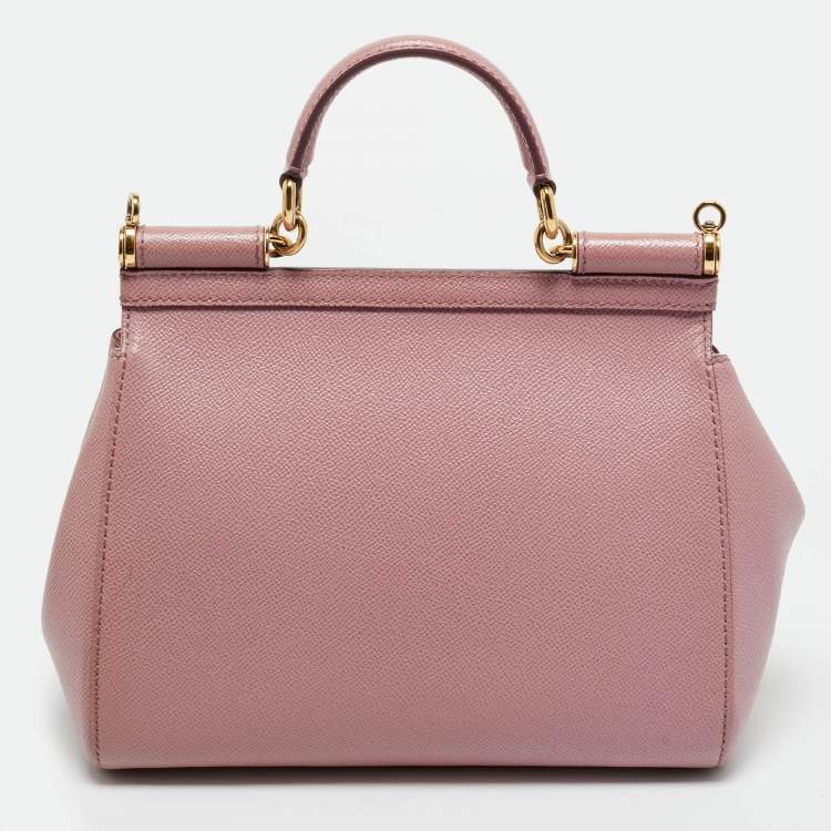 Pre Owned Dolce & Gabbana Lavender Leather Medium Miss Sicily Top Handle Bag