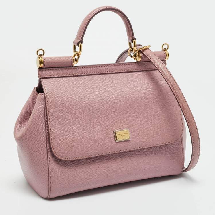 Pre Owned Dolce & Gabbana Lavender Leather Medium Miss Sicily Top Handle Bag