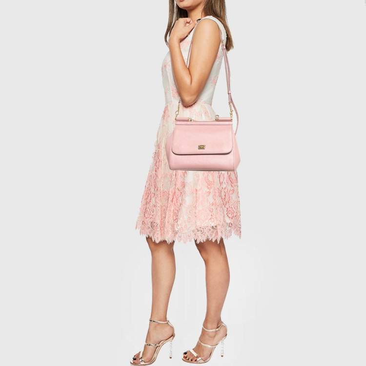 Pre Owned Dolce & Gabbana Lavender Leather Medium Miss Sicily Top Handle Bag