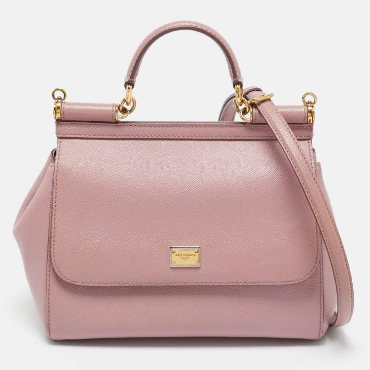 Pre Owned Dolce & Gabbana Lavender Leather Medium Miss Sicily Top Handle Bag