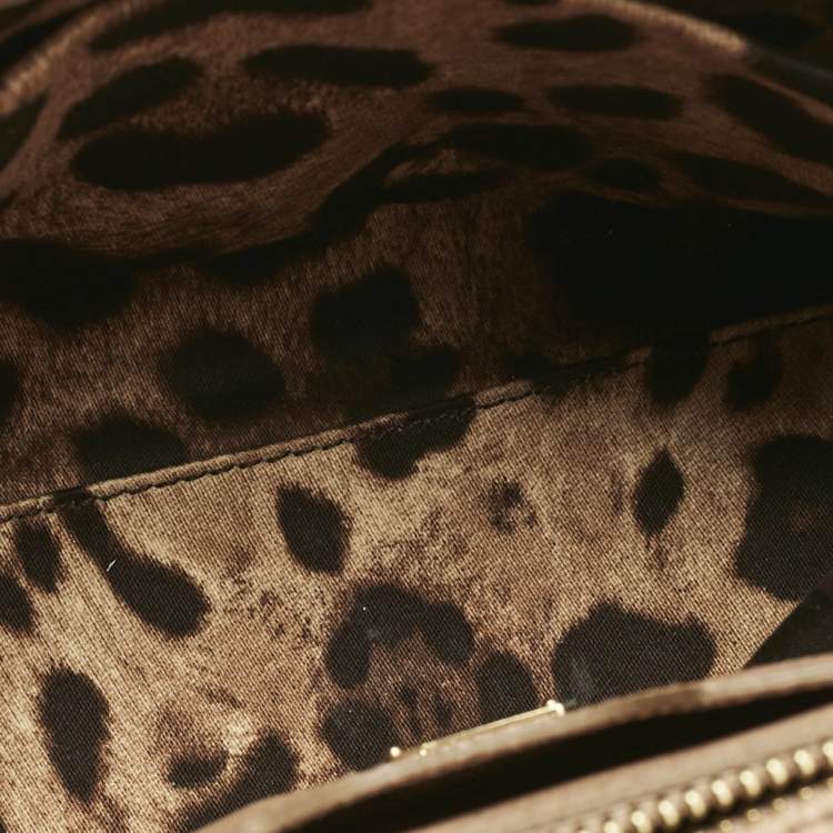 Pre Owned Dolce & Gabbana Beige Leather Medium Miss Sicily Top Handle Bag