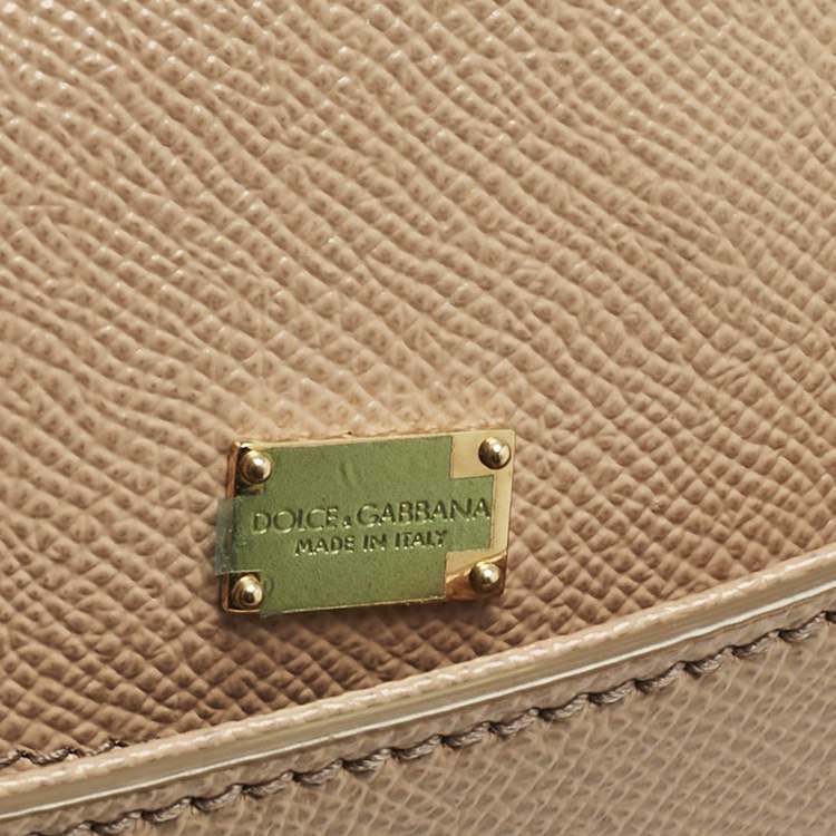 Pre Owned Dolce & Gabbana Beige Leather Medium Miss Sicily Top Handle Bag