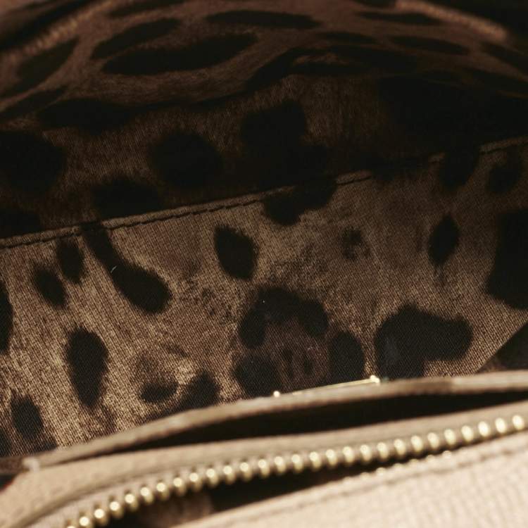 Pre Owned Dolce & Gabbana Beige Leather Medium Miss Sicily Top Handle Bag