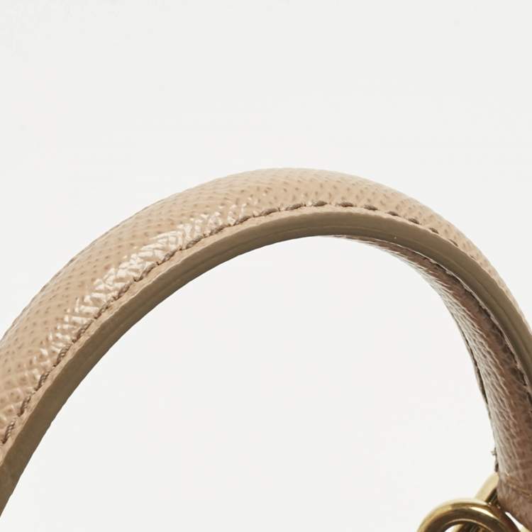 Pre Owned Dolce & Gabbana Beige Leather Medium Miss Sicily Top Handle Bag