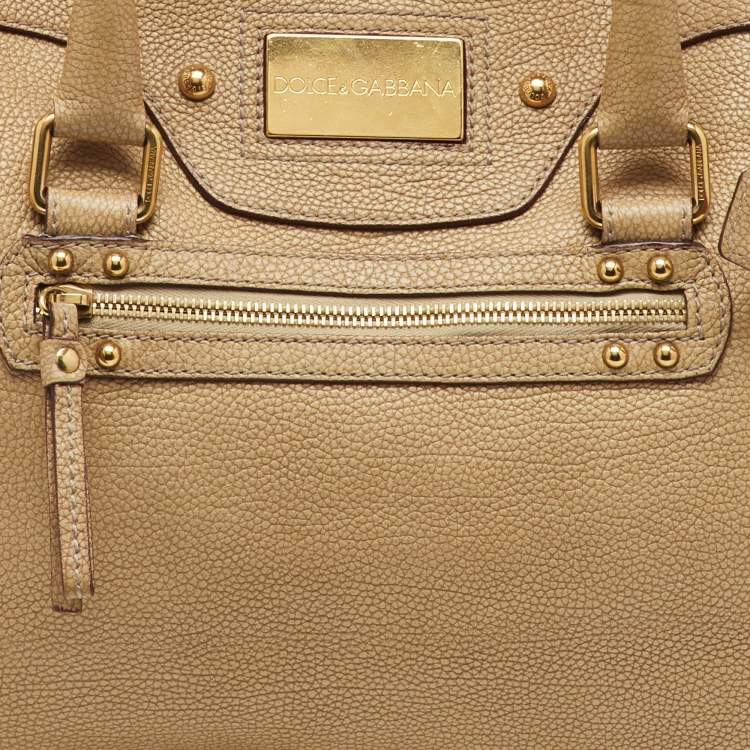 Pre Owned Dolce & Gabbana Beige Leather Miss Easy Way Boston Bag