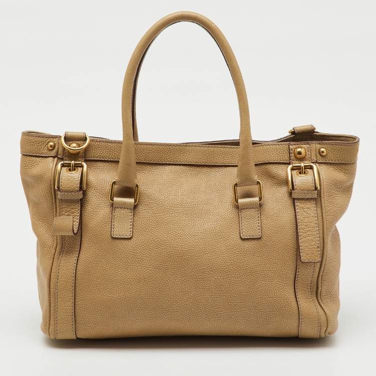 Pre Owned Dolce & Gabbana Beige Leather Miss Easy Way Boston Bag
