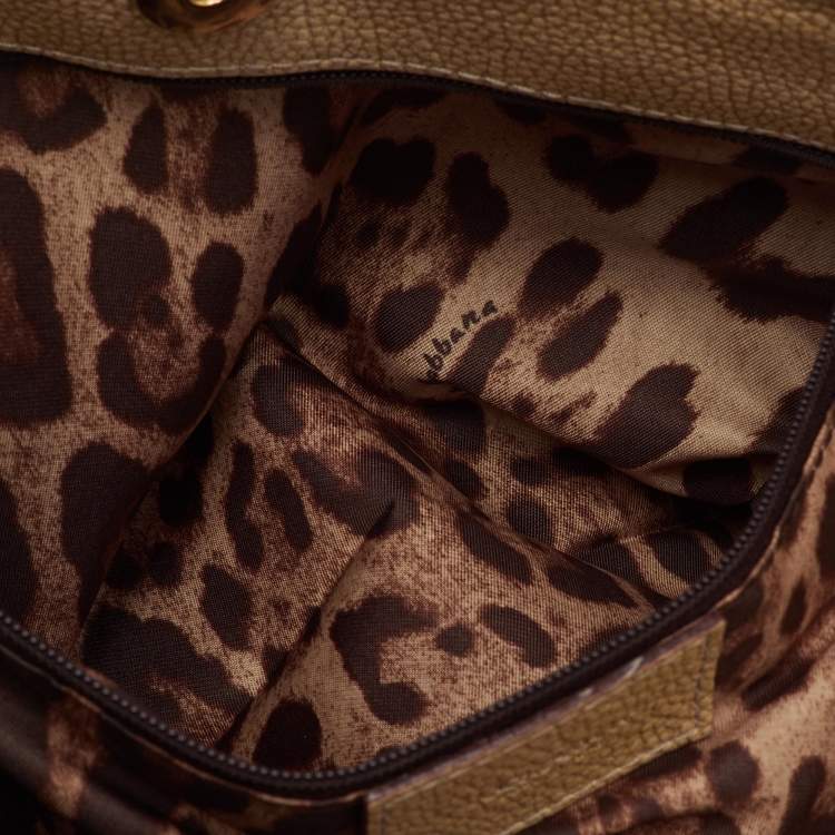 Pre Owned Dolce & Gabbana Beige Leather Miss Easy Way Boston Bag
