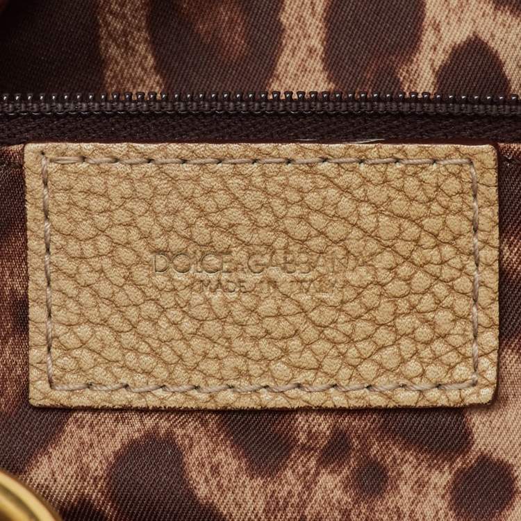 Pre Owned Dolce & Gabbana Beige Leather Miss Easy Way Boston Bag