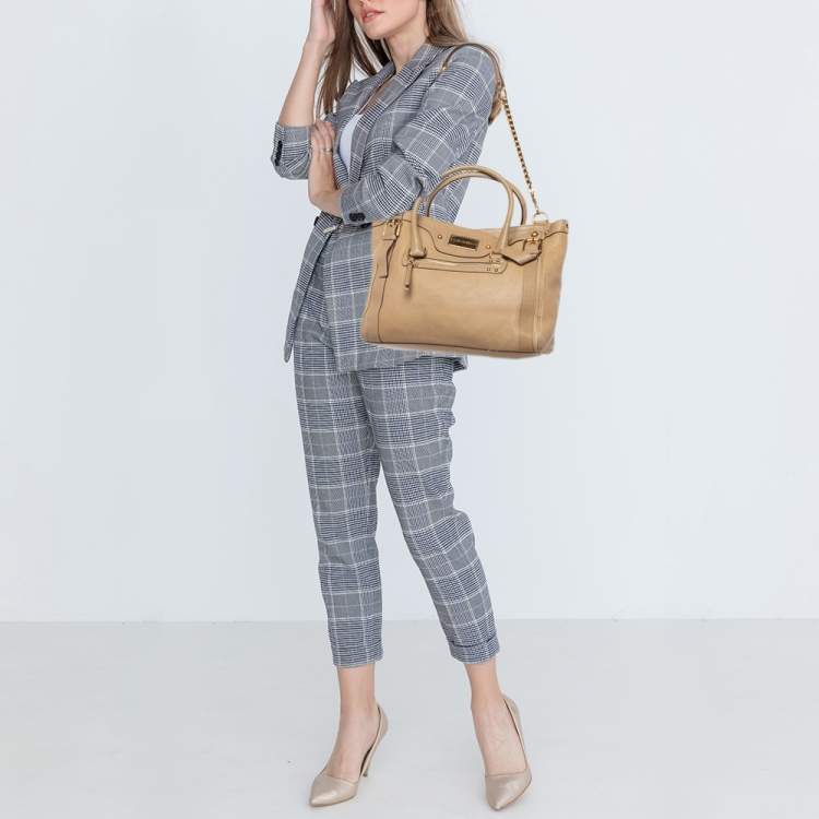 Pre Owned Dolce & Gabbana Beige Leather Miss Easy Way Boston Bag