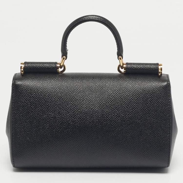 Pre Owned Dolce & Gabbana Black Leather Mini Miss Sicily Top Handle Bag