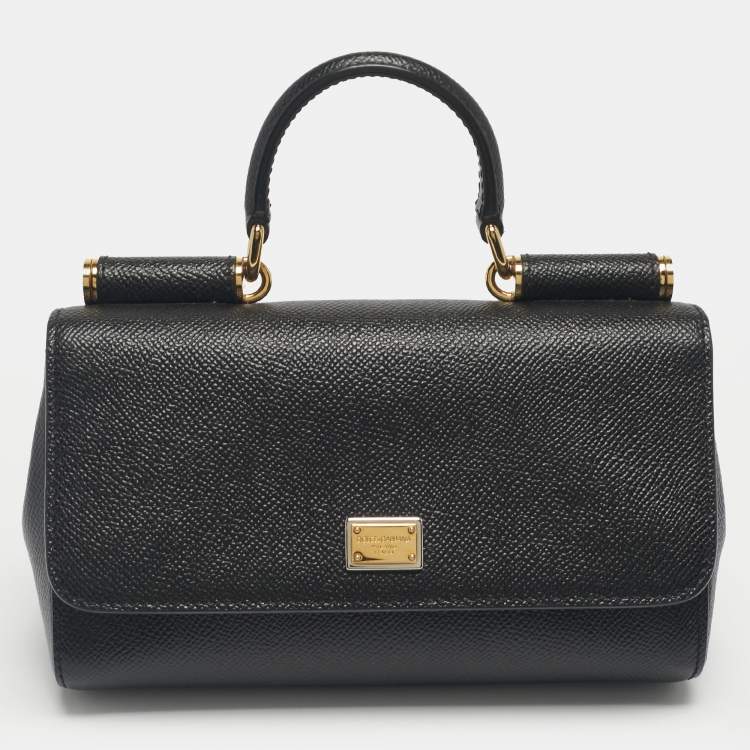 Pre Owned Dolce & Gabbana Black Leather Mini Miss Sicily Top Handle Bag