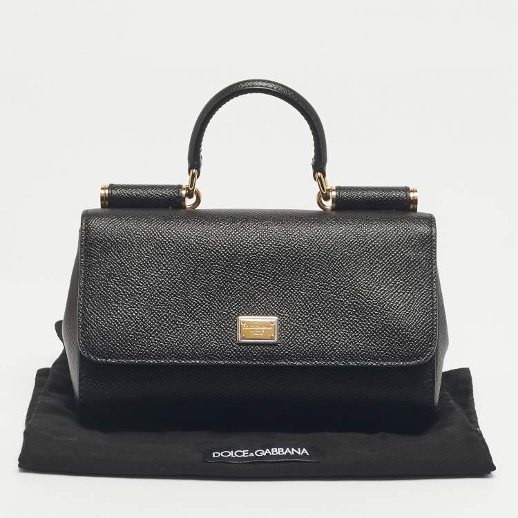 Pre Owned Dolce & Gabbana Black Leather Mini Miss Sicily Top Handle Bag