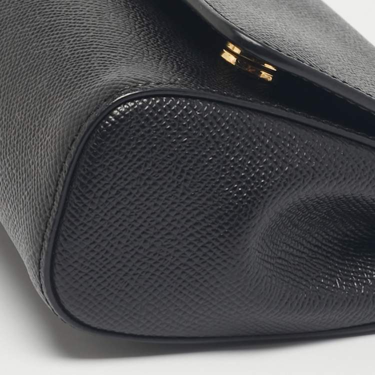 Pre Owned Dolce & Gabbana Black Leather Mini Miss Sicily Top Handle Bag