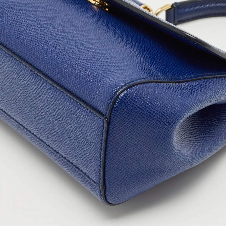 Pre Owned Dolce & Gabbana Blue Leather Small Miss Sicily Top Handle Bag
