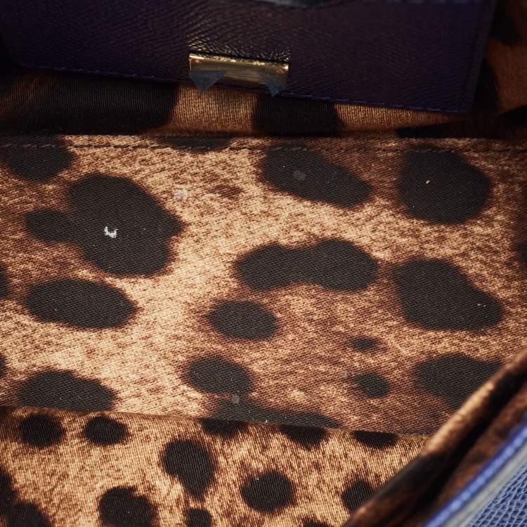 Pre Owned Dolce & Gabbana Blue Leather Small Miss Sicily Top Handle Bag
