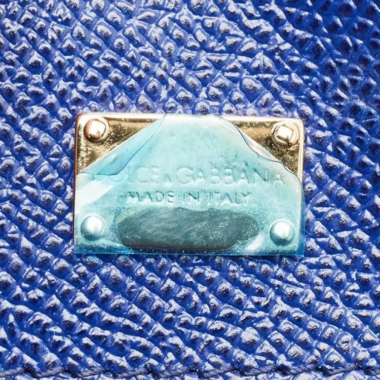 Pre Owned Dolce & Gabbana Blue Leather Small Miss Sicily Top Handle Bag