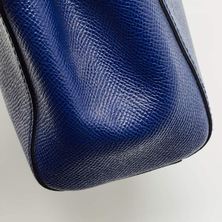 Pre Owned Dolce & Gabbana Blue Leather Small Miss Sicily Top Handle Bag
