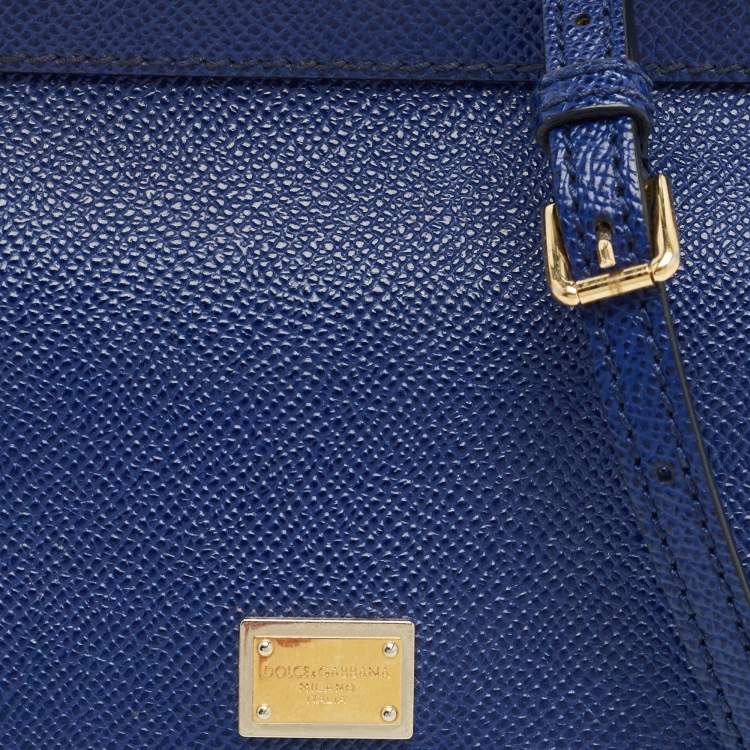 Pre Owned Dolce & Gabbana Blue Leather Small Miss Sicily Top Handle Bag