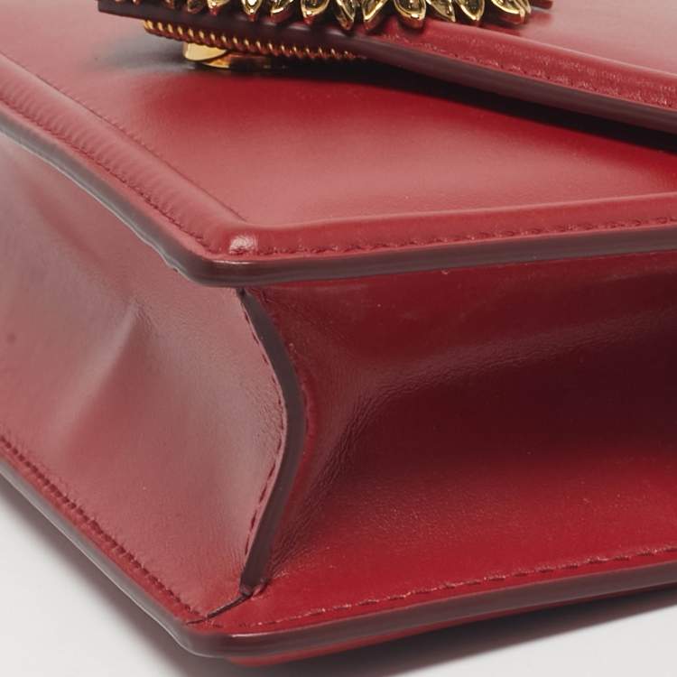 Pre Owned Dolce & Gabbana Red Leather Small Devotion Top Handle Bag