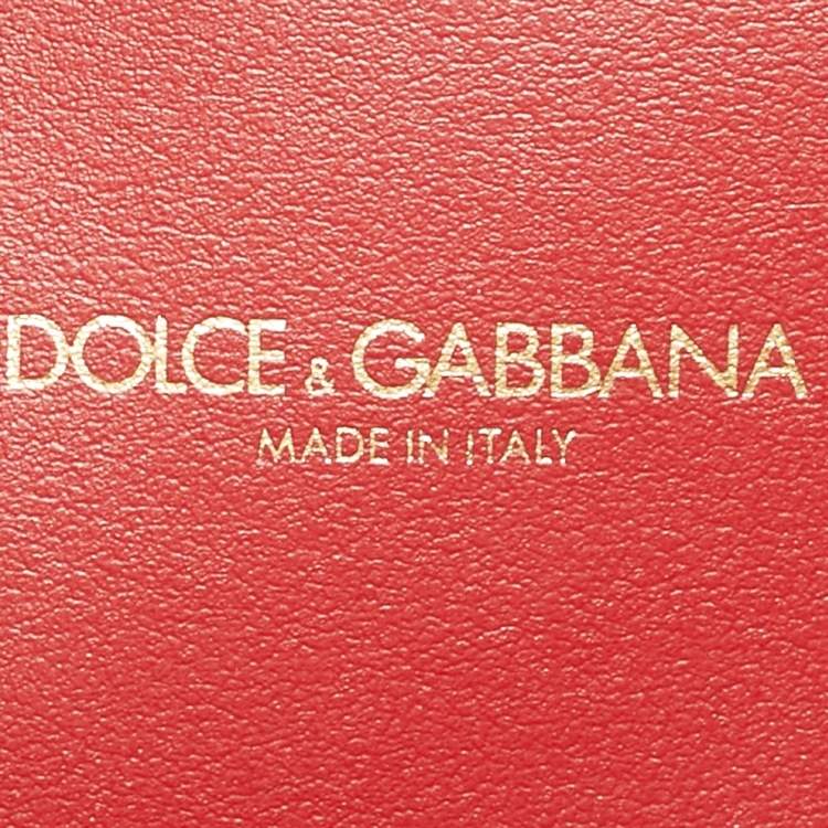 Pre Owned Dolce & Gabbana Red Leather Small Devotion Top Handle Bag