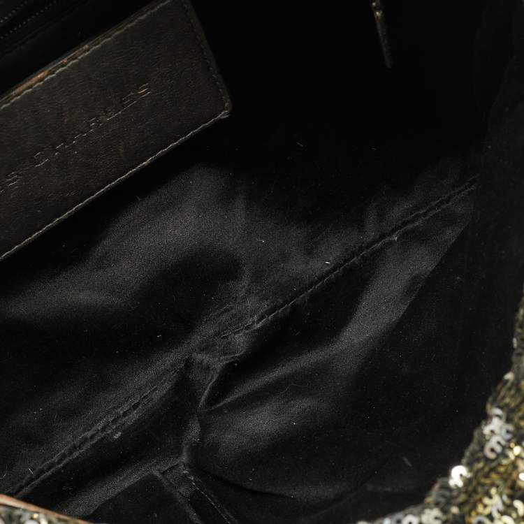 Pre Owned Dolce & Gabbana Gold/Silver Sequin and Leather Miss Charles Shoulder Bag