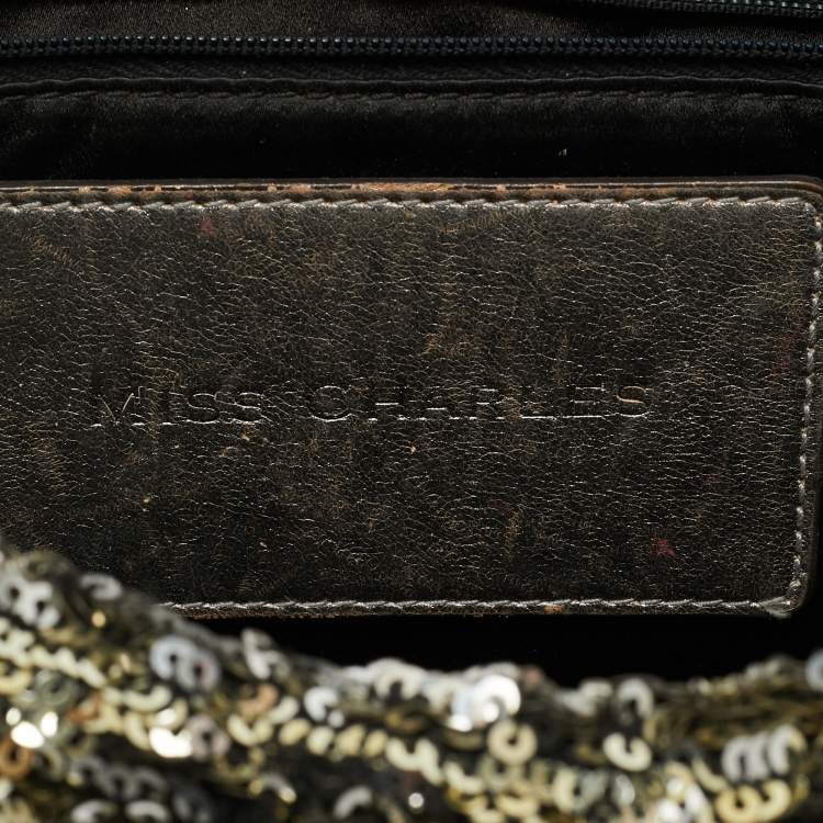 Pre Owned Dolce & Gabbana Gold/Silver Sequin and Leather Miss Charles Shoulder Bag