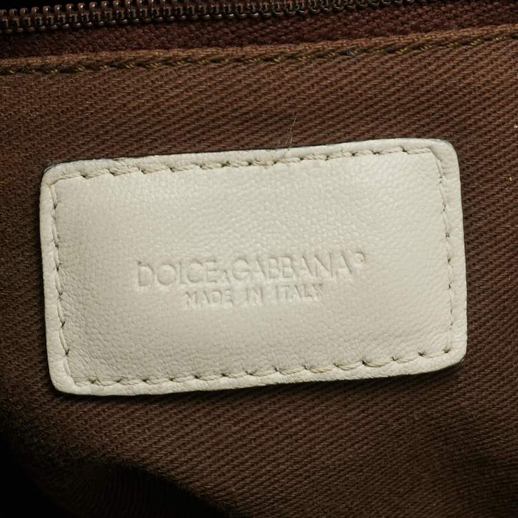 Pre Owned Dolce & Gabbana Brown/Black Leopard Print Fabric and Leather Front Pouch Tote