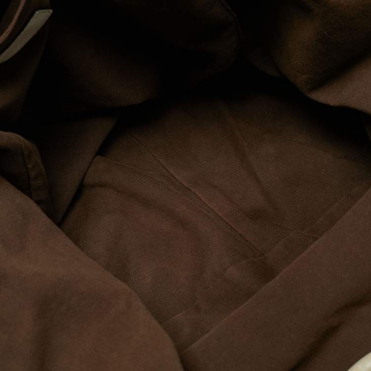 Pre Owned Dolce & Gabbana Brown/Black Leopard Print Fabric and Leather Front Pouch Tote