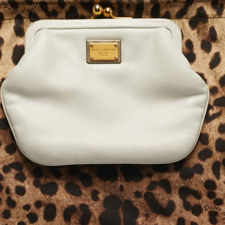 Pre Owned Dolce & Gabbana Brown/Black Leopard Print Fabric and Leather Front Pouch Tote