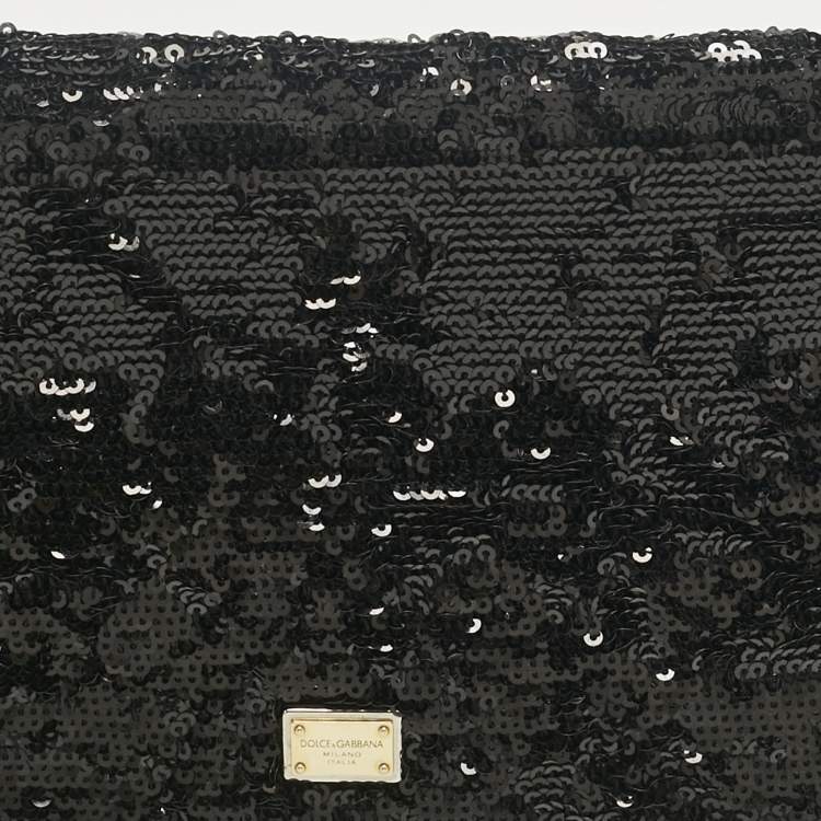 Pre Owned Dolce & Gabbana Black Sequins Miss Charles Shoulder Bag