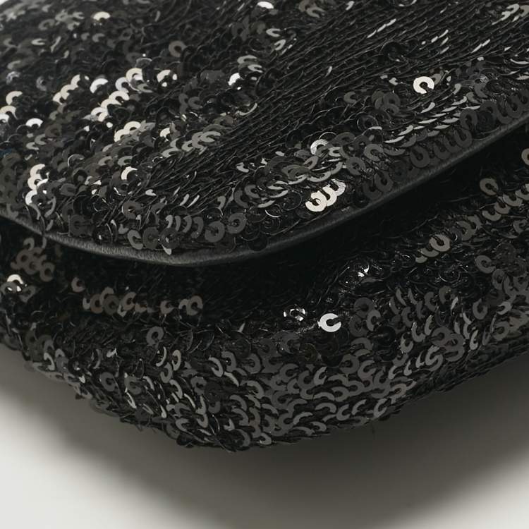 Pre Owned Dolce & Gabbana Black Sequins Miss Charles Shoulder Bag