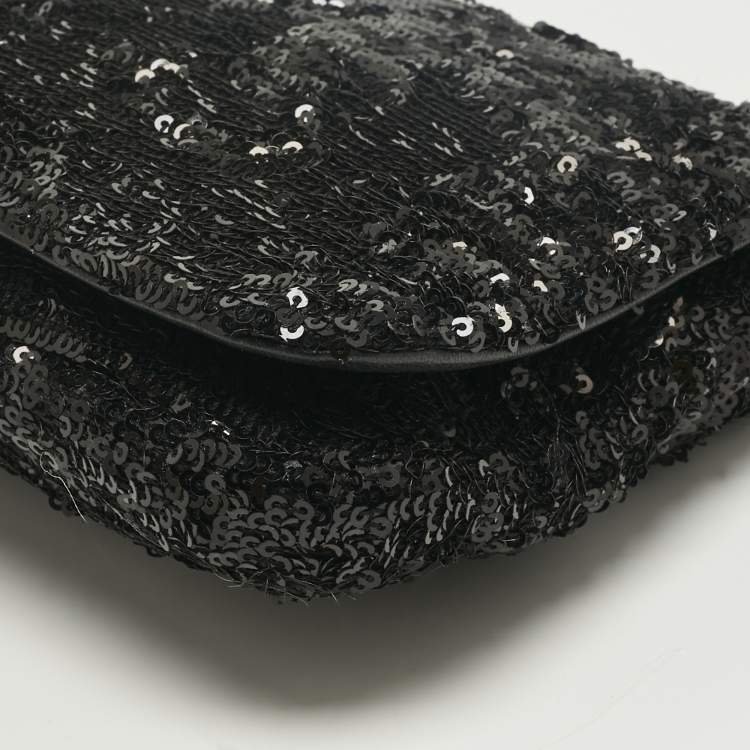 Pre Owned Dolce & Gabbana Black Sequins Miss Charles Shoulder Bag