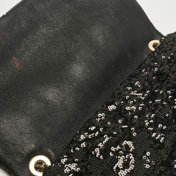 Pre Owned Dolce & Gabbana Black Sequins Miss Charles Shoulder Bag