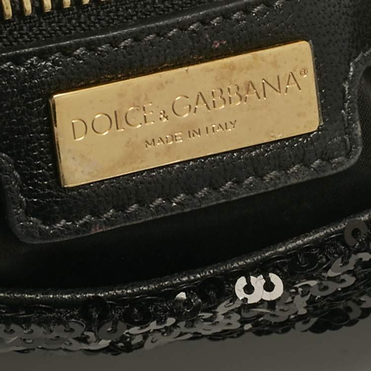 Pre Owned Dolce & Gabbana Black Sequins Miss Charles Shoulder Bag