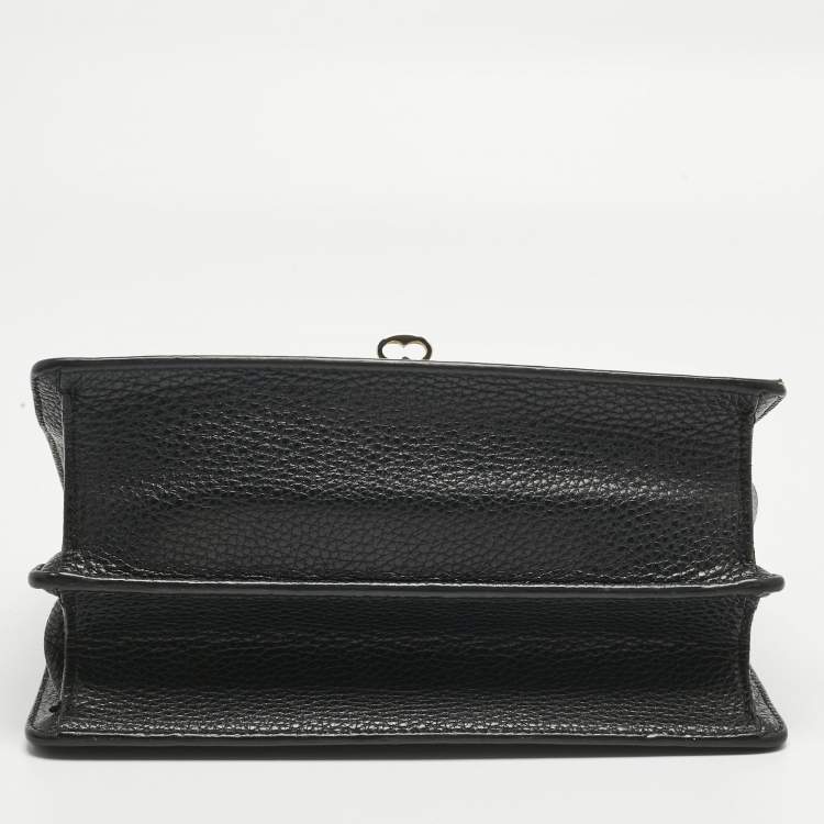 Pre Owned Dolce & Gabbana Black Leather Small Rosalia Shoulder Bag