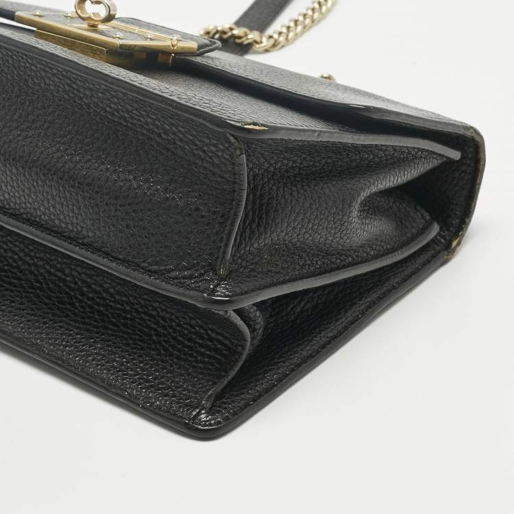 Pre Owned Dolce & Gabbana Black Leather Small Rosalia Shoulder Bag