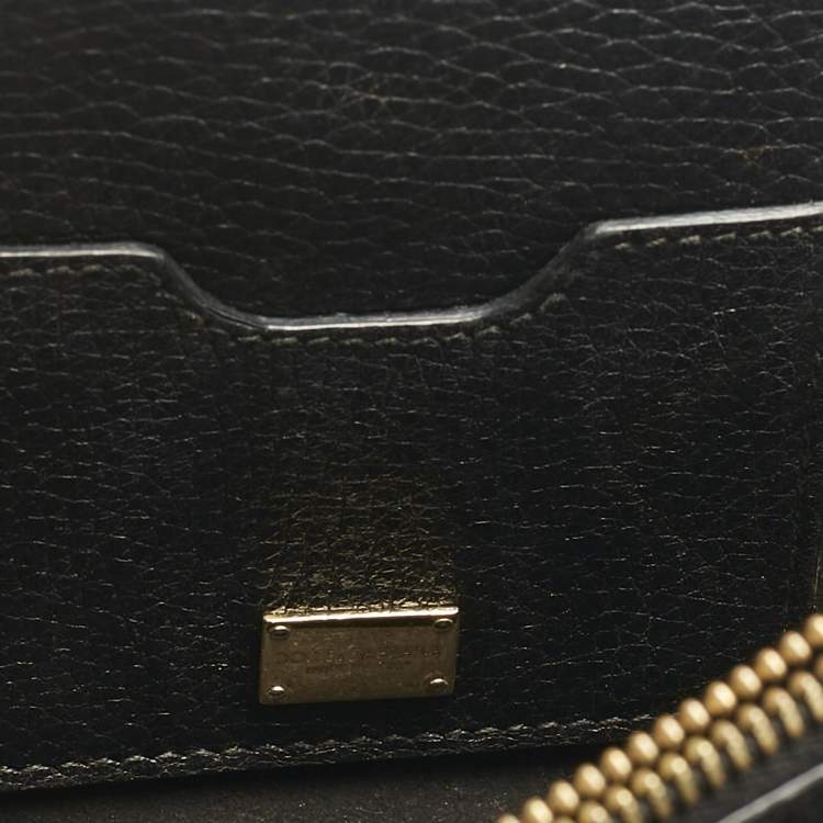 Pre Owned Dolce & Gabbana Black Leather Small Rosalia Shoulder Bag