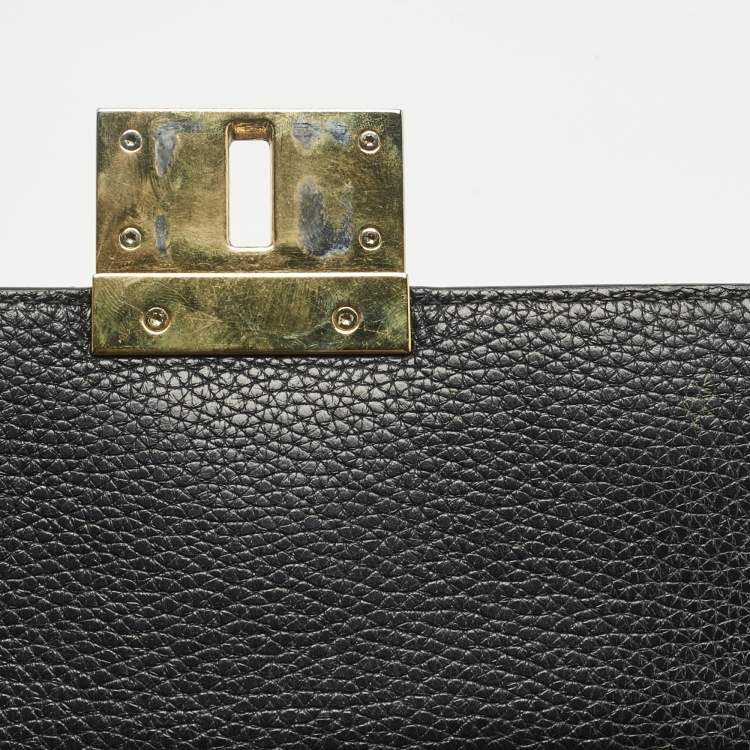 Pre Owned Dolce & Gabbana Black Leather Small Rosalia Shoulder Bag