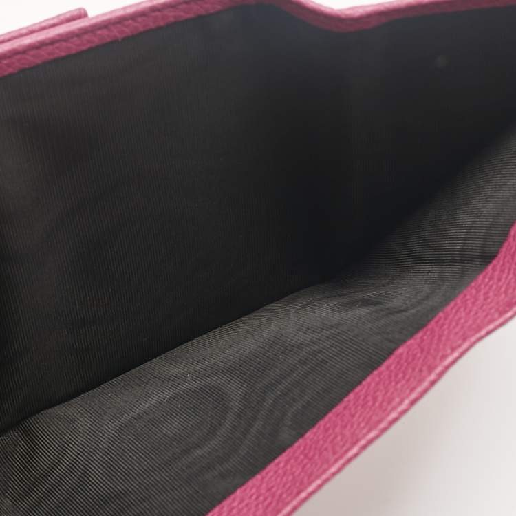 Pre Owned Dolce & Gabbana Pink Leather Logo Trifold Wallet