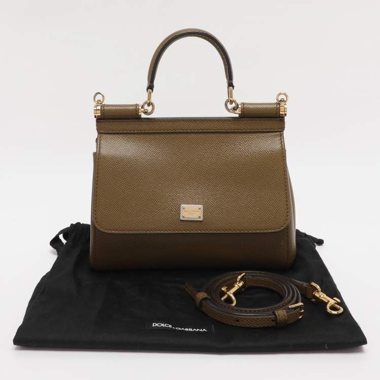 Pre Owned حقيبة دولتشي أند غابانا "ميس سيسيلي" جلد نقشة السحلية أخضر أفوكادو صغيرة بيد علوية