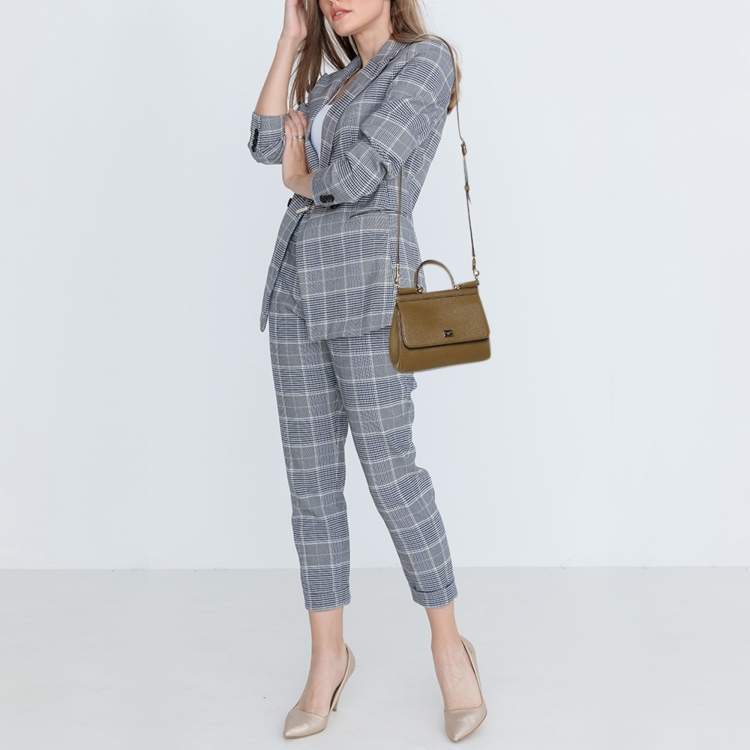 Pre Owned حقيبة دولتشي أند غابانا "ميس سيسيلي" جلد نقشة السحلية أخضر أفوكادو صغيرة بيد علوية